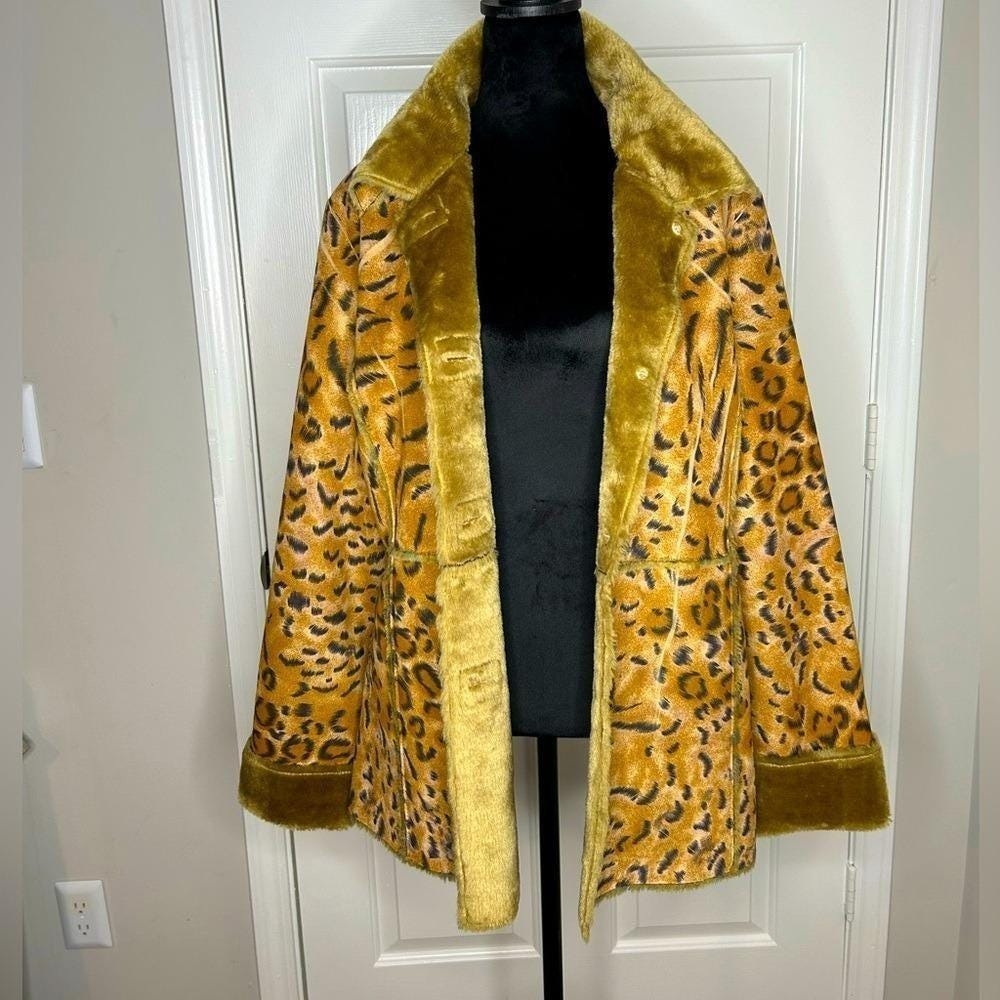 Lapis Ladies Women's Faux Fur Leopard Print Fall Winter vintage Y2K boho‎ jacket